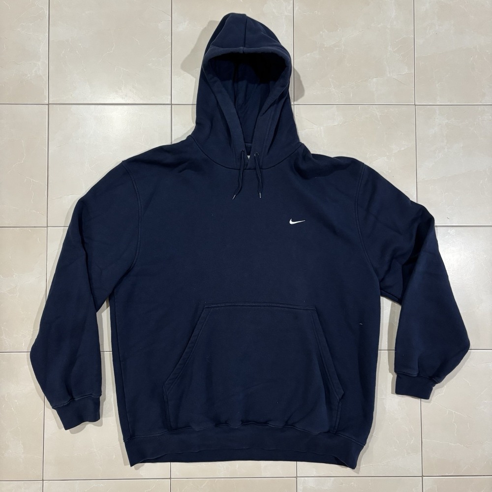 Vintage Nike Hoodie Sweatshirt Men's XL Mini Check Swoosh Blue Y2K Skate Faded - Picture 1 of 8